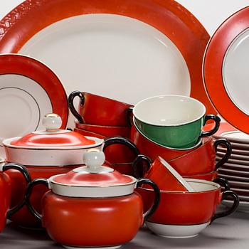 KAFFE/TESERVIS, ca 41 delar, porslin, bl.a. "Karneval", Helmer Ringström, Gefle, 1900-talets första hälft.