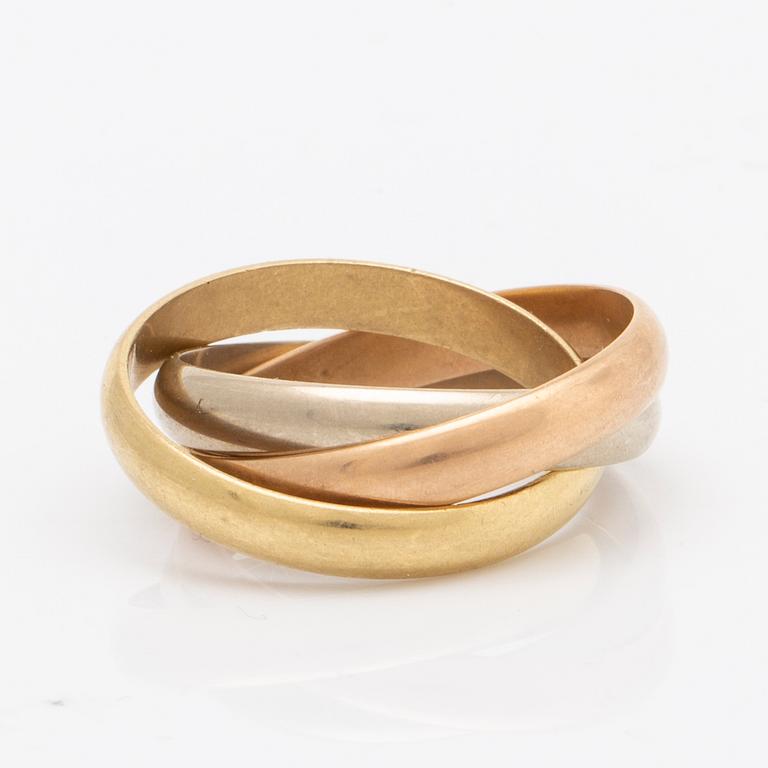 Cartier, rött/gult/vitt guld 18K, "Trinity" small, storlek 18,5/58, 9,6 g, original etui.