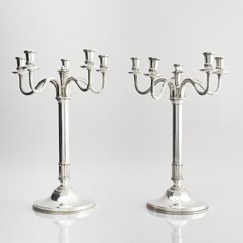 Atelier Borgila, a pair of silver candelabra, design Erik Fleming, Stockholm 1947.