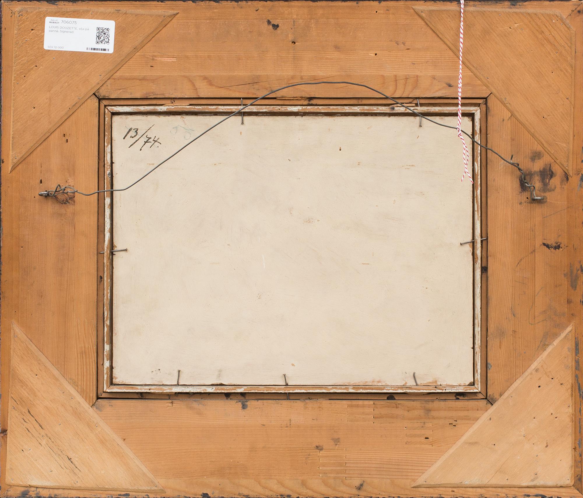 LOUIS DOUZETTE, olja på pannå. Signerad.