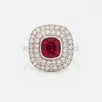 640. A 1.33 ct ruby and brilliantcut diamond ring. Total carat weight of diamonds circa 0.50ct.