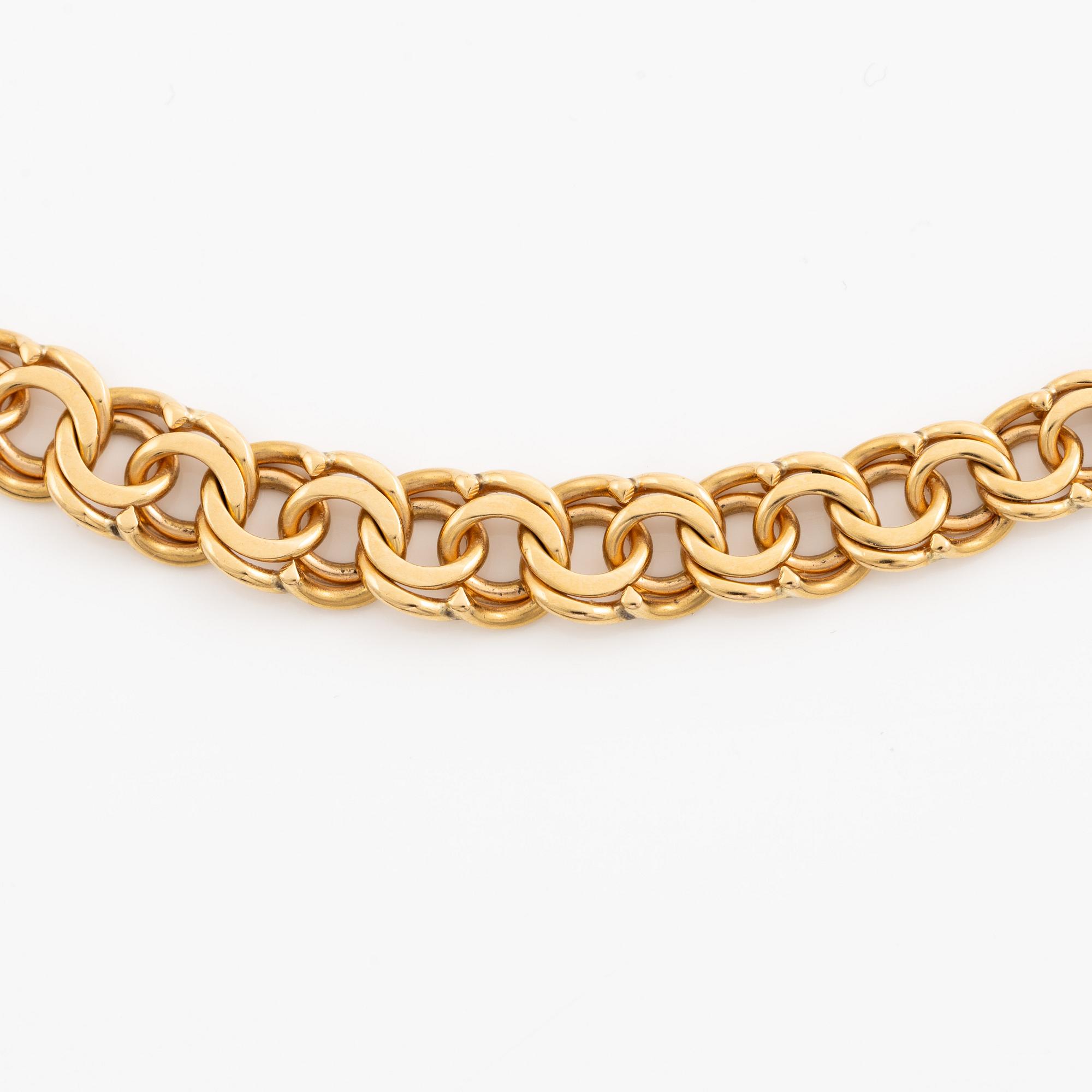 Necklace 18K gold, graduated Bismarck link,