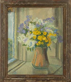 Maj Bring, Vase with flowers by the window.