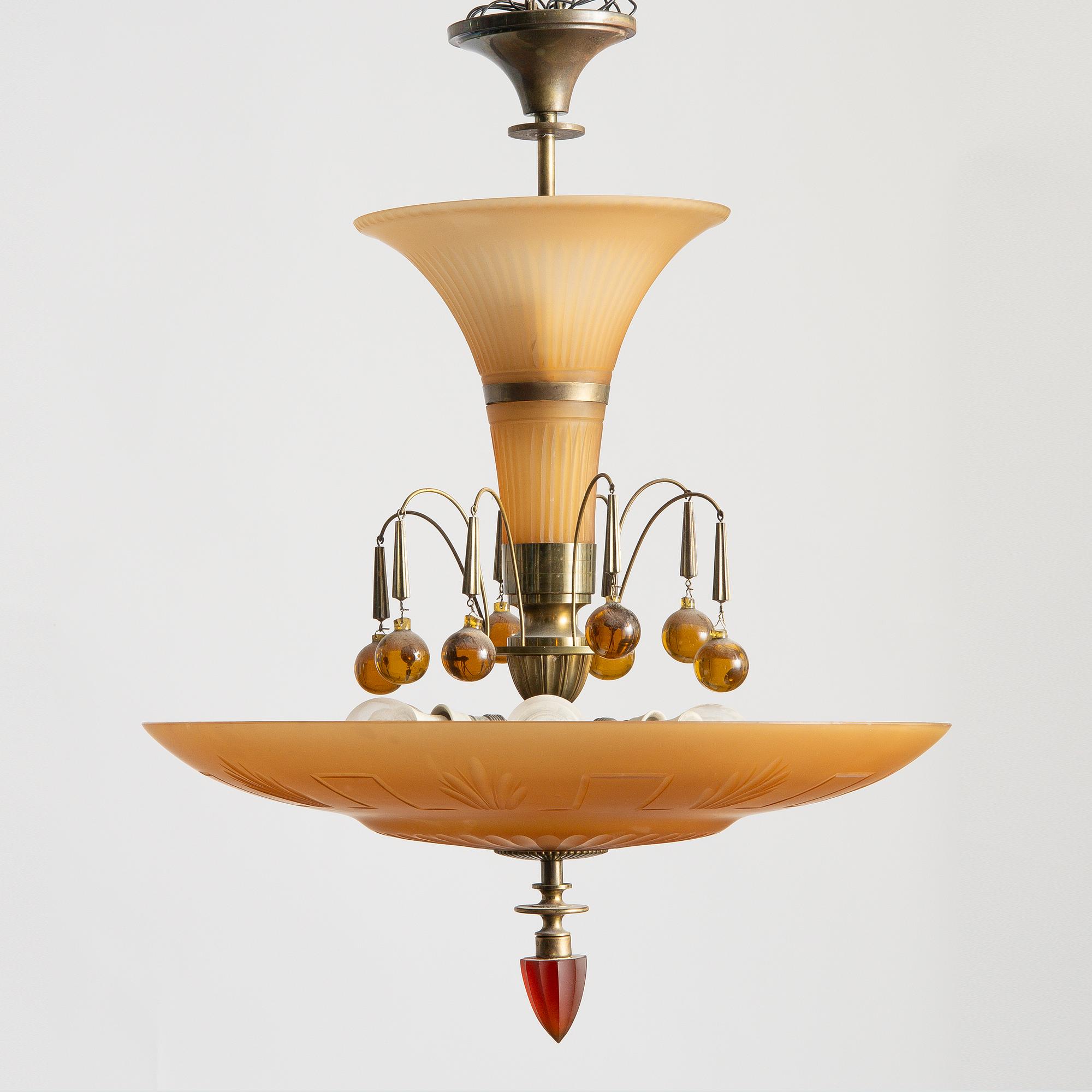 Harald Notini, a model "6658" ceilinglamp, Arvid Böhlmarks Lampfabrik, Stockholm, 1930s.