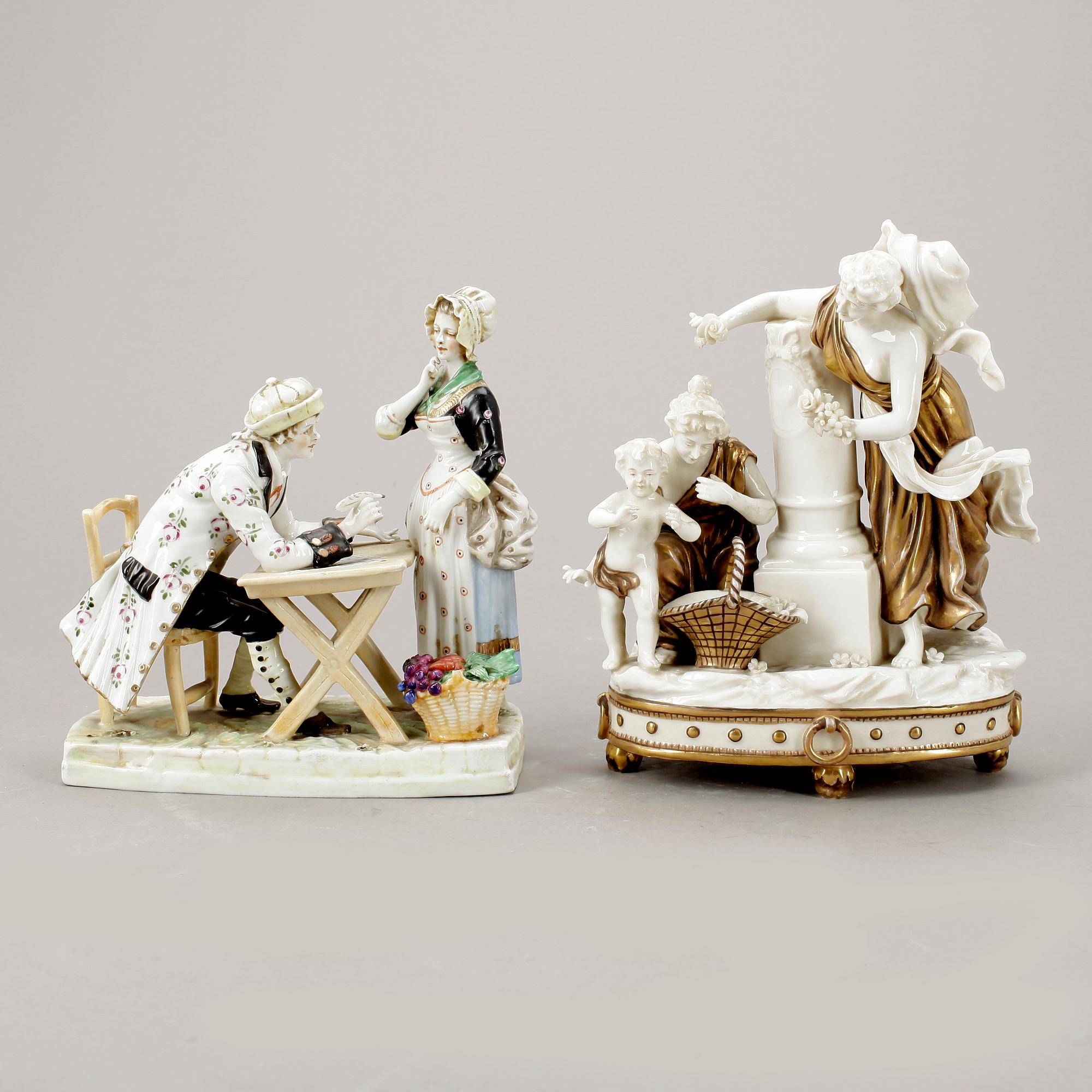 FIGURINER, 2 st, porslin, 1800-tal.