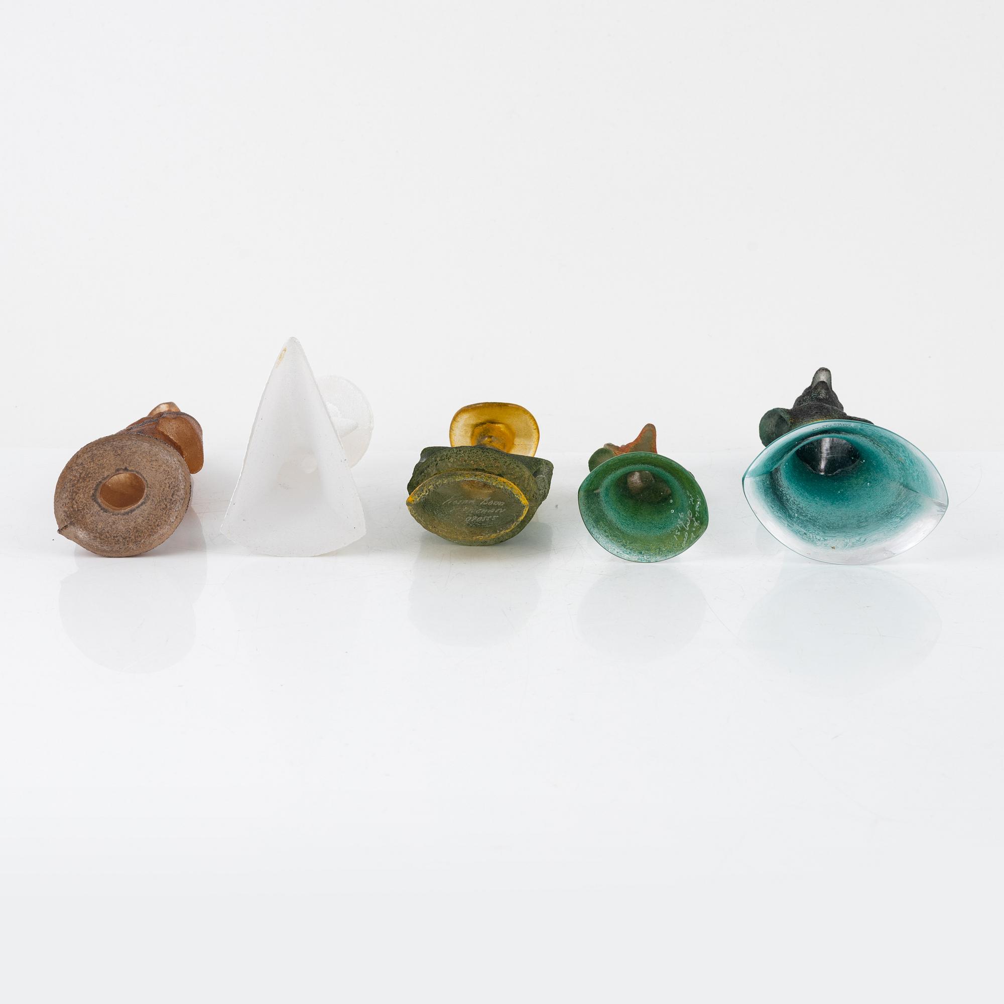 Kjell Engman, a group of five figurines, Kosta Boda, Sweden.