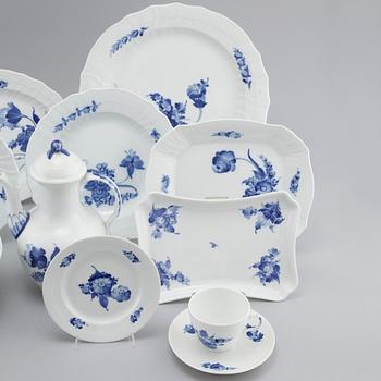 74 pieces of porcelain tableware by Royal Copenhagen, "Blue flower", second half of the 20th century.