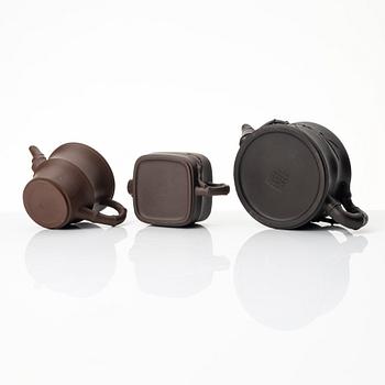 A group of Chinese yixing teapots, 1980s.