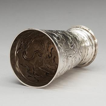A Russian 18th century silver beaker, makers mark of Grigorij Lakomkin, Moscow 1760's.