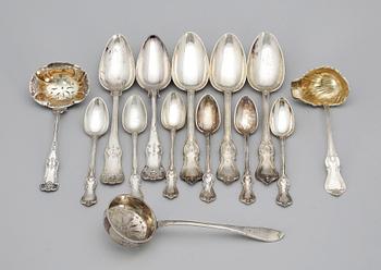 BESTICK, 14 st, silver, 1800-tal. Tot vikt ca 625 gram.