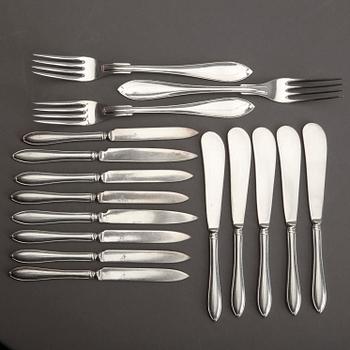 A 20th century set of 95pcs silver cutlery "Svensk Spets" mark of GAB Uppsala 1920s, total weight 4400 gr.