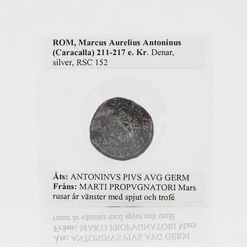 MYNT, Marcus Aurelius Antonius (Caracalla), 211-217 e. Kr. Vikt ca 3 gram.