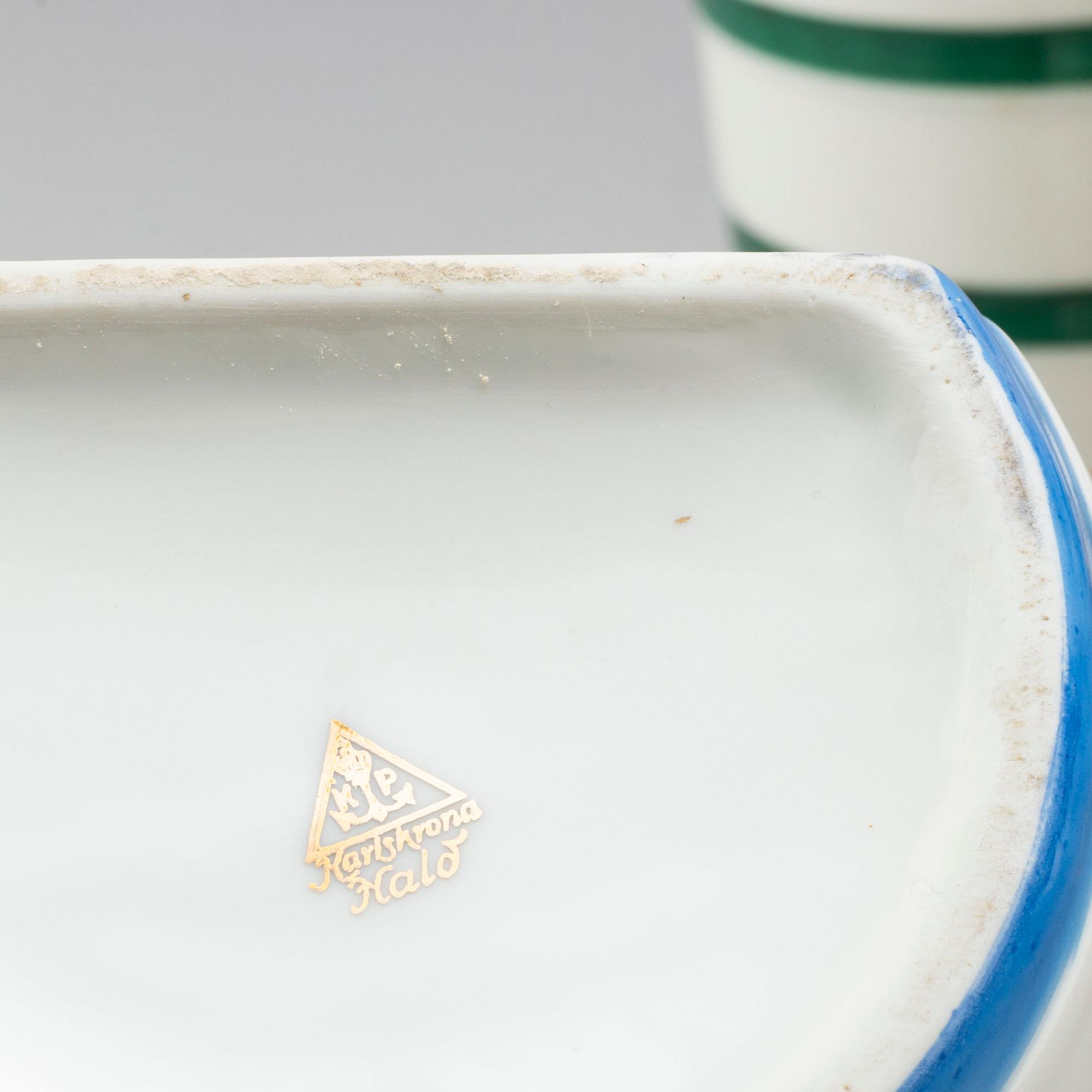 EDWARD HALD, kitchen porcelain jars with covers, from Karlskrona Porslinsfabrik 1930's. (16 pc).