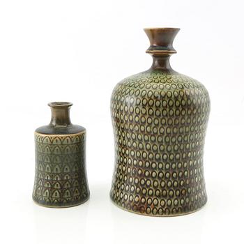 Stig Lindberg, vases 2 pcs, Gustavsbergs Studio 1964.