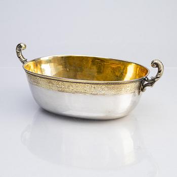 A Swedish 18th century parcel-gilt silver bowl, mark of Gustaf Stafhell the elder, Stockholm 1733.