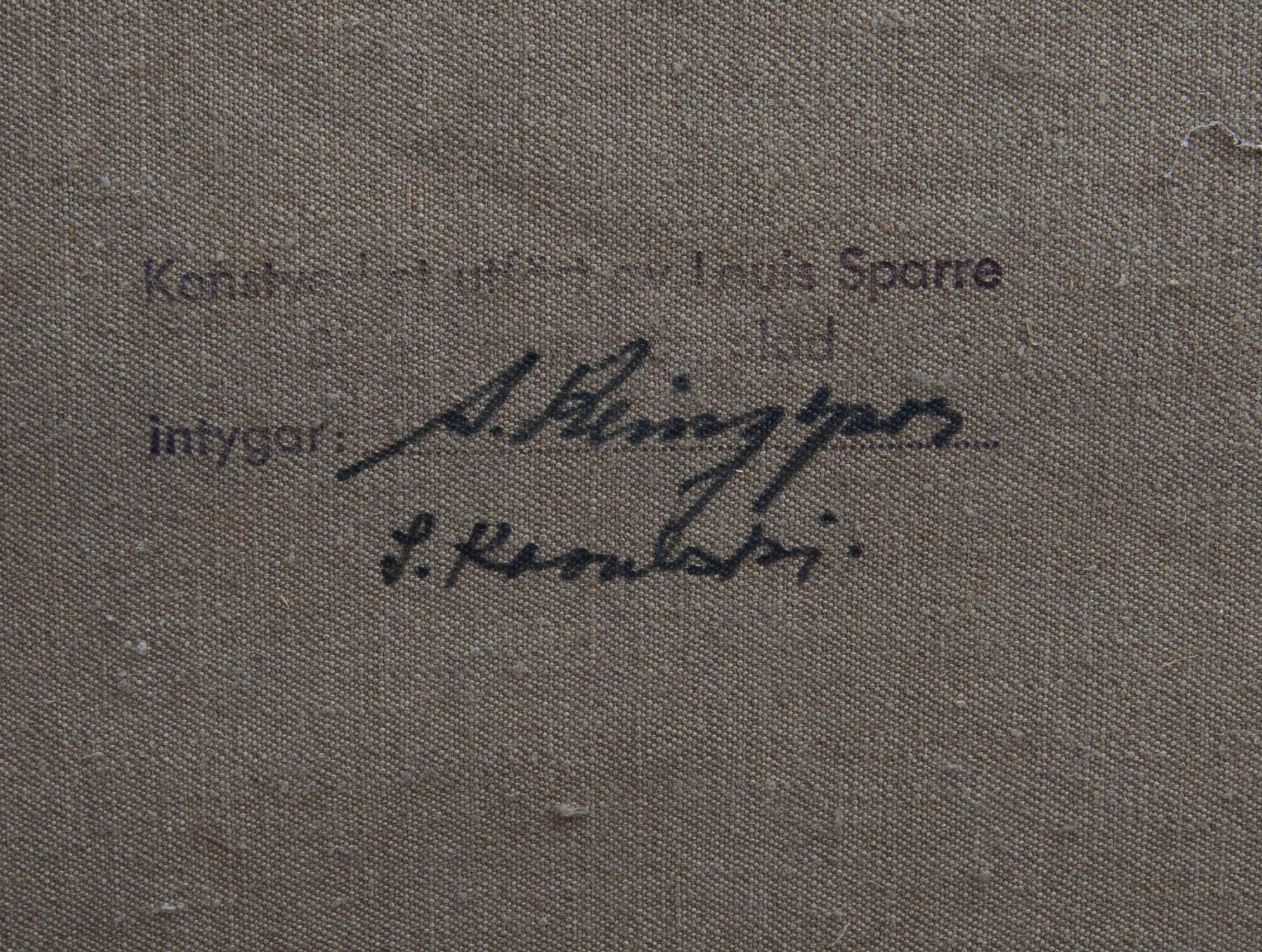 LOUIS SPARRE, olja på duk, stämpelsignering, a tergo intyg.