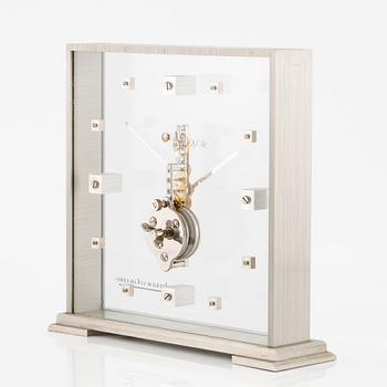 Jaeger-LeCoultre, "Double Signed Wako", table clock, 15 x 15.5 x 3 (4.5) cm.