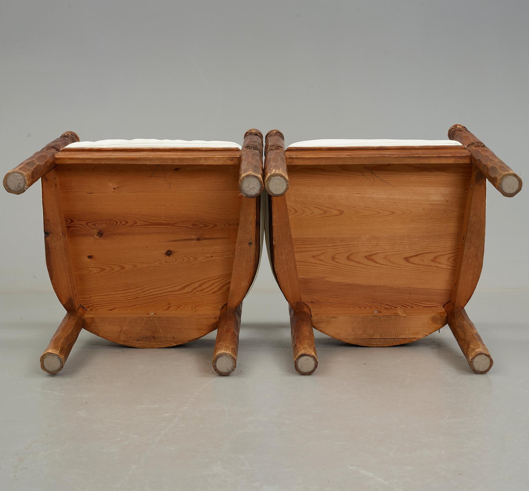 BRÖDERNA ERIKSSON (The Eriksson brothers), attributed to, a pair of stained and carved chairs, Arvika, Art Nouveau,