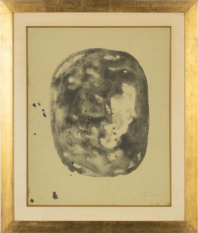 Lucio Fontana, a signed and numbered etching with relievo and perforation.