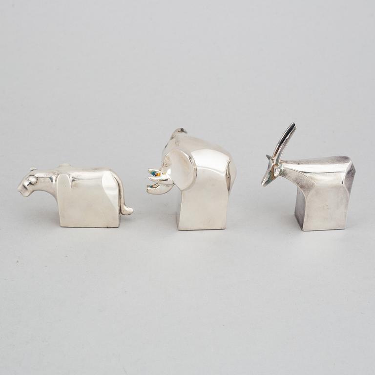 Gunnar Cyrén, figuriner, 3 st. Silverpläterad zink. Dansk Designs, Japan.