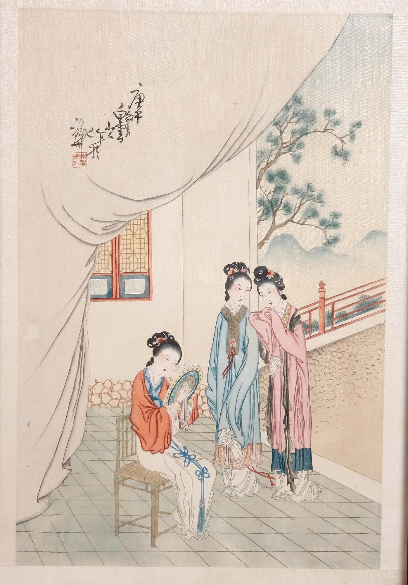 SIDENMÅLNINGAR, 2 st. ca. 1920, Kina.