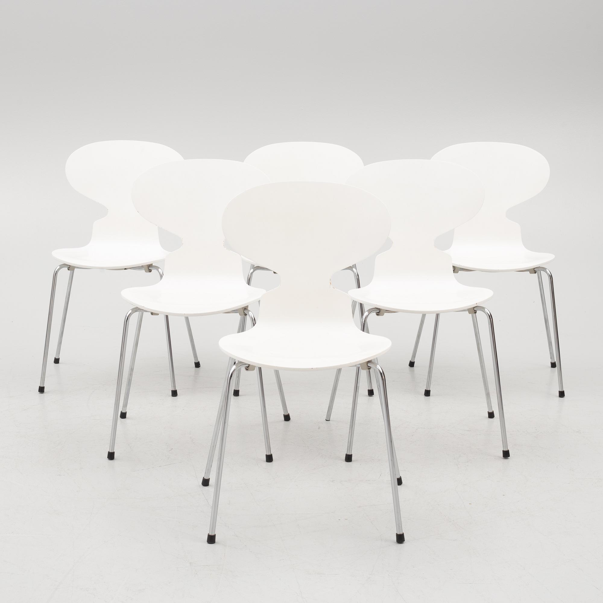 Arne Jacobsen, chairs, 6 pcs, "The Ant", Fritz Hansen, Denmark, 2004.