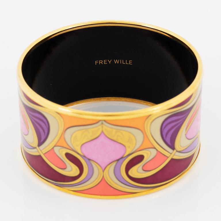 Frey Wille, an enamel and gilt metal bangle, 'Hommage à Alphonse Mucha'.