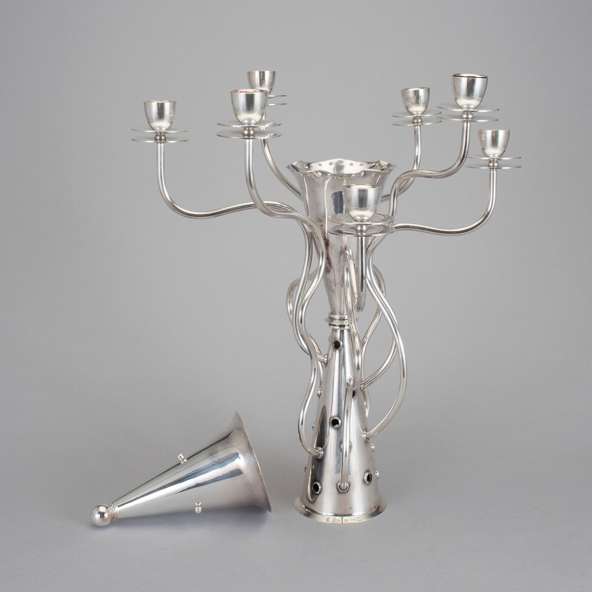 BOREK SIPEK, kandelaber, nysilver, "Simon", Drade, formgiven 1989.