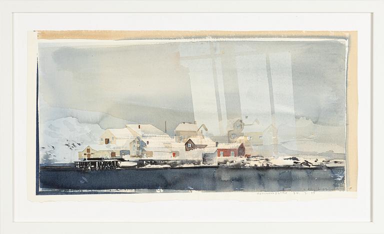 Lars Lerin, "Vinter i Lofoten, Henningsvær".