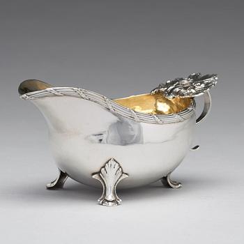 A Swedish 18th century parcel-gilt silver cream jug, Stockholm 1776, no makers mark.