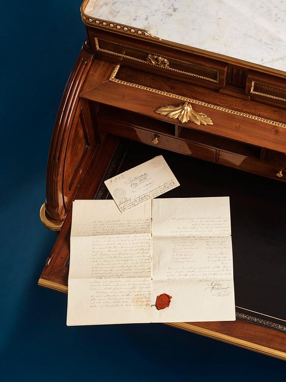 Konvolutet till Alfred Nobels testamente 1895, egenhändigt rubricerat: Testamente /My Will och signerat samt lacksigill.