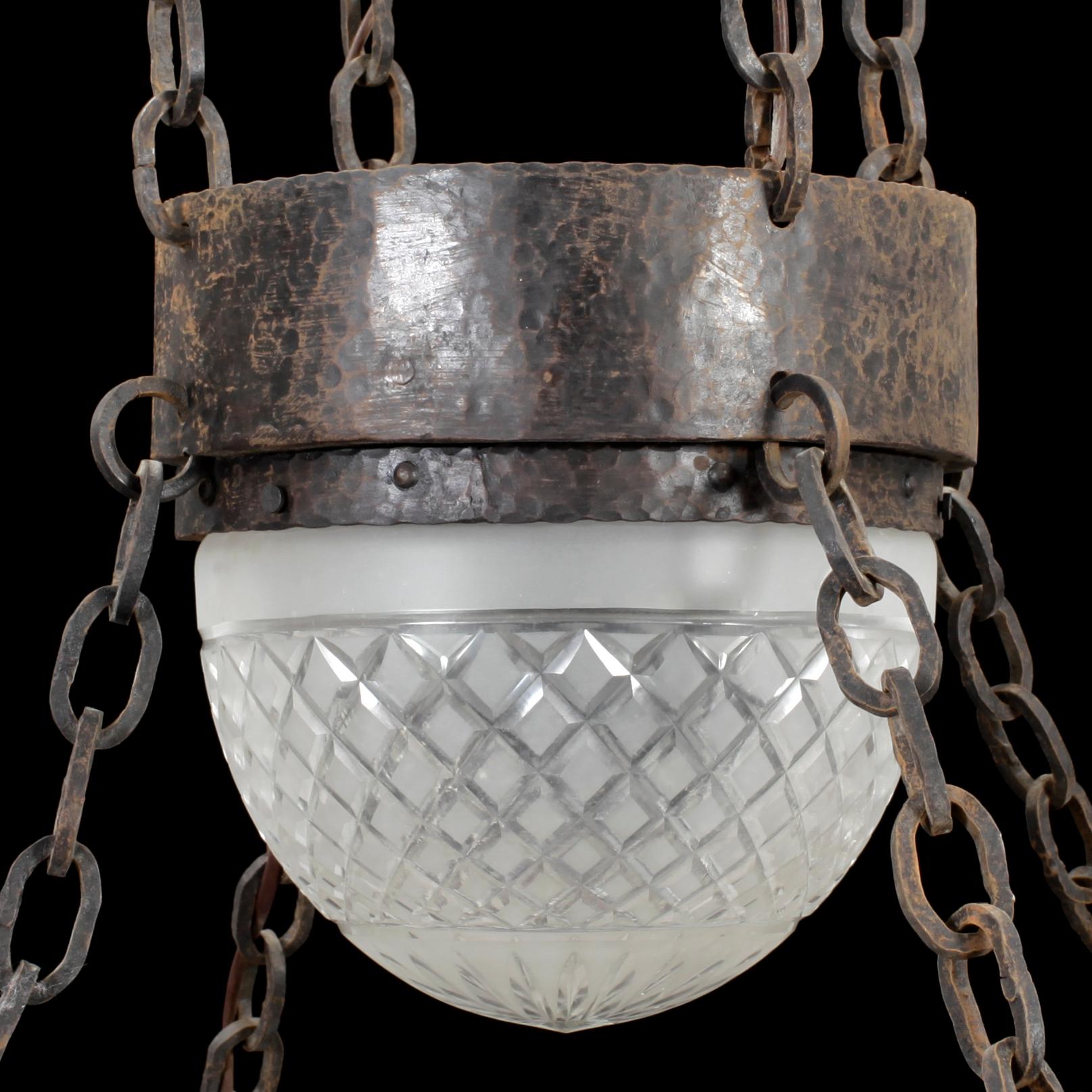 Carl Westman, A hammered iron ceiling lamp attributed to Carl Westman Arts and Crafts, Sweden ca 1902-1905.