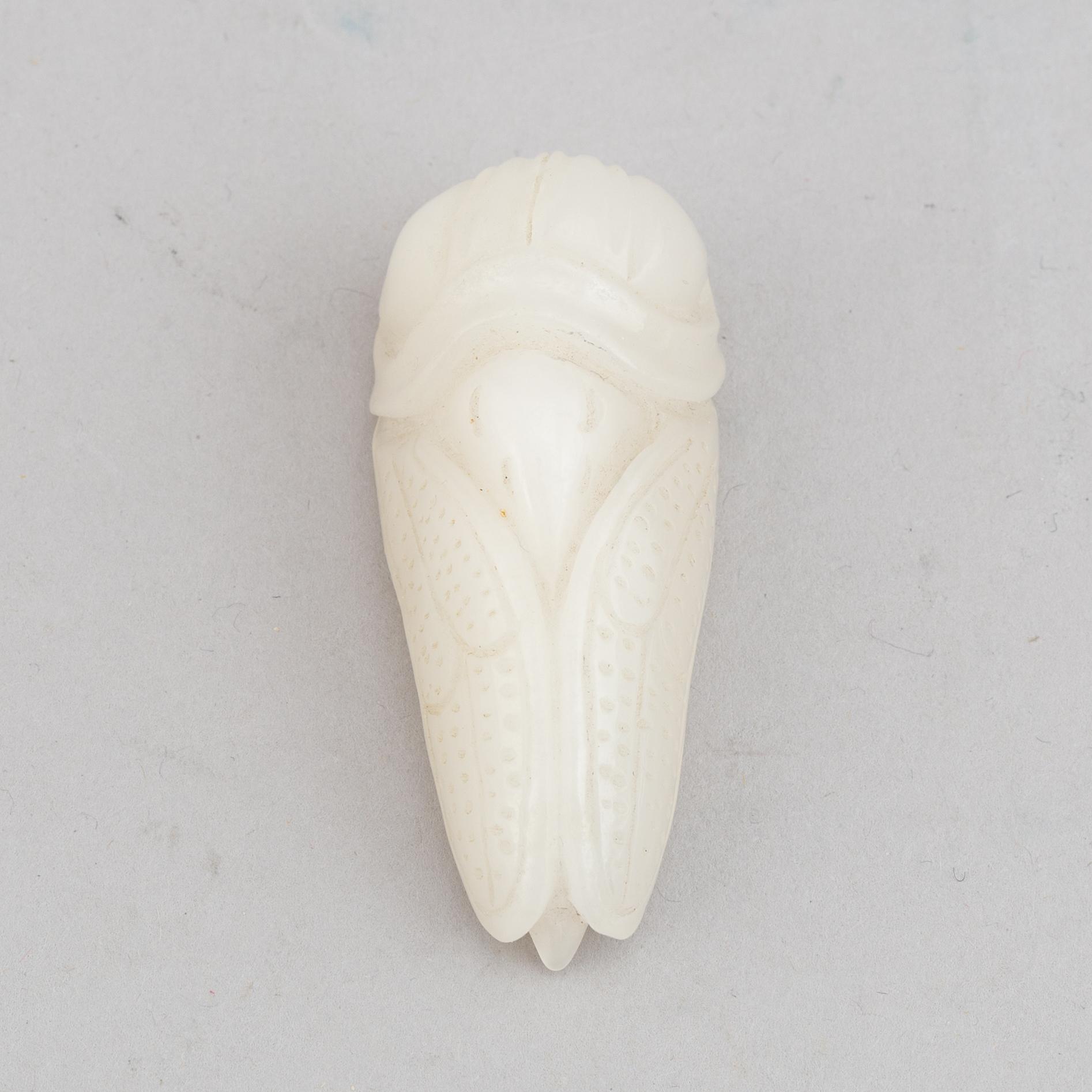 A nephrite figure of a CIKADA, China, 20th Century.