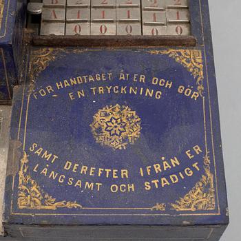 Kassaregister, Agrell & Andersén Mek. Verkstad, Stockholm,omkring år 1900.