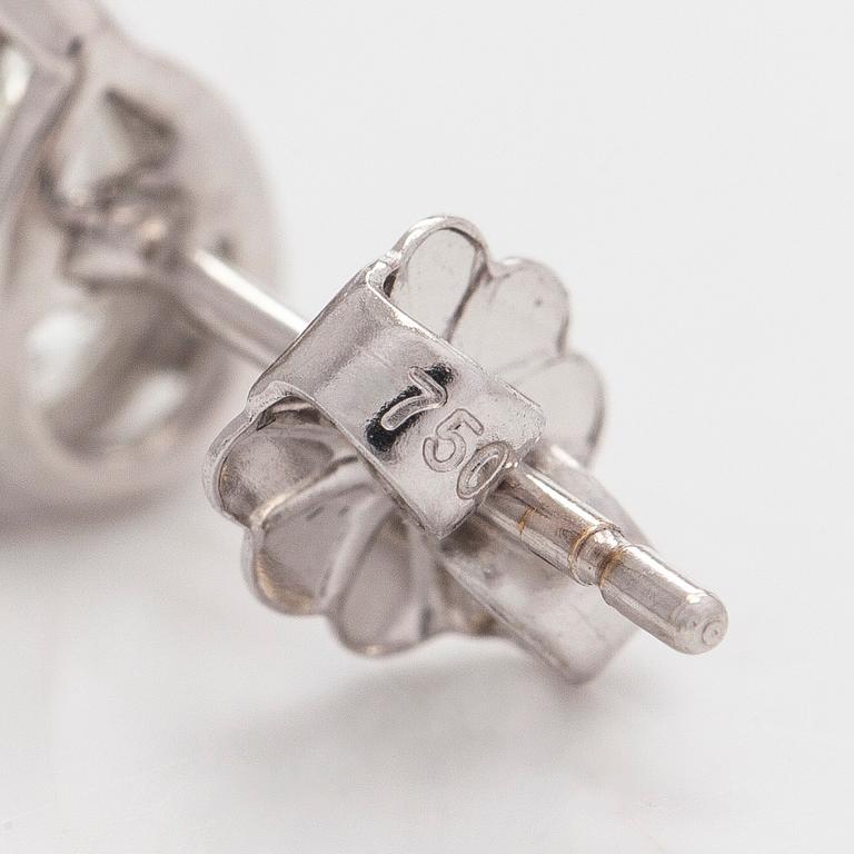 Örhängen, enstensörhängen, 18K vitguld med droppslipade diamanter.