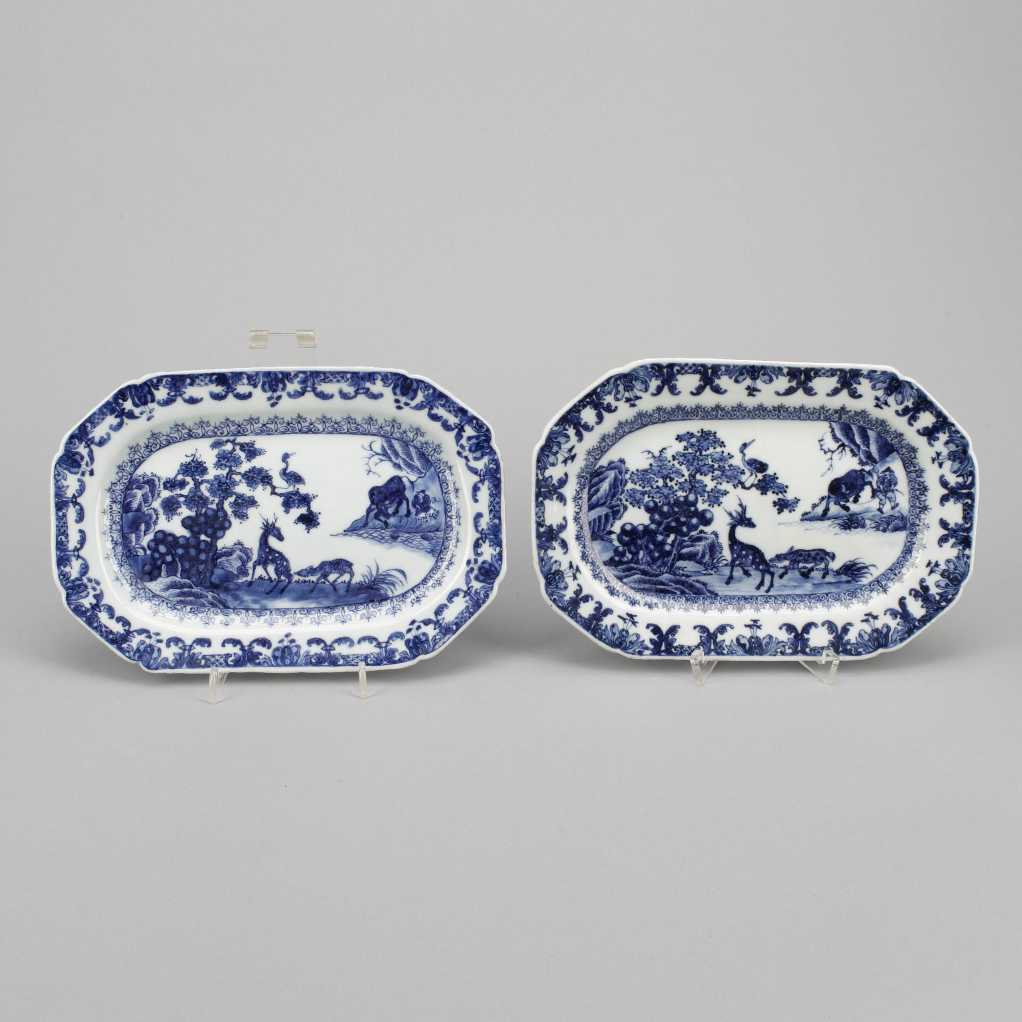 STEKFAT, 5 st. Porslin, Qing dynastin, Qianlong (1736-95).