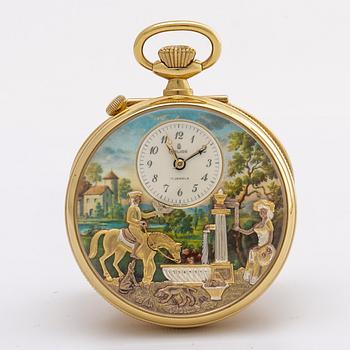 Charles Reuge "The Fountain" Automaton Pocket Watch, alarm, 57 mm.