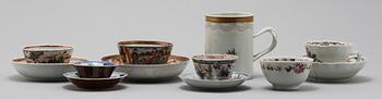 PARTI PORSLIN, 7 delar, Kina, 1700/1800-tal.