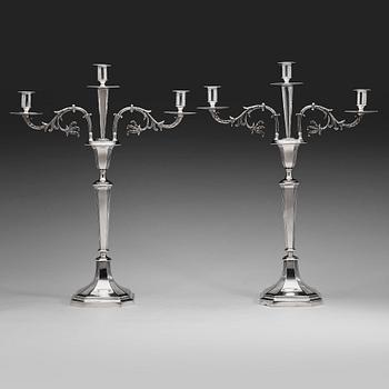 577. A pair of Swedish 18th century candlesticks, marks of Arvid Floberg, Stockholm 1794.