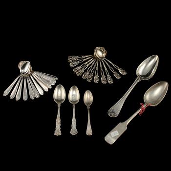 PARTI BESTICK, 30 delar, silver, 1800/1900-tal. Vikt 485 g.