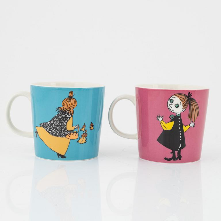 A group of eight porcelain 'Moomin Characters' mugs, Arabia.
