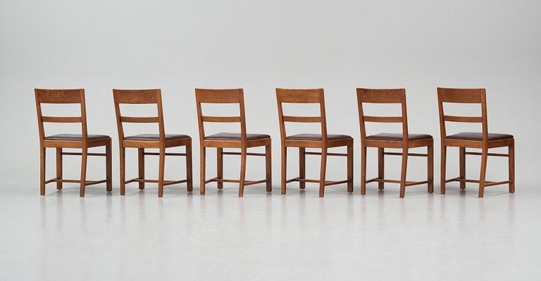 Oscar Nilsson, attributed to, a set of eight chairs (6+2), likely executed at Isidor Hörlin AB, Stockholm in the 1930s-40s.