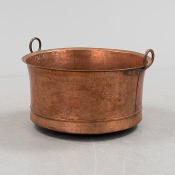 S Swedish 19th century copper pot firewood tub.