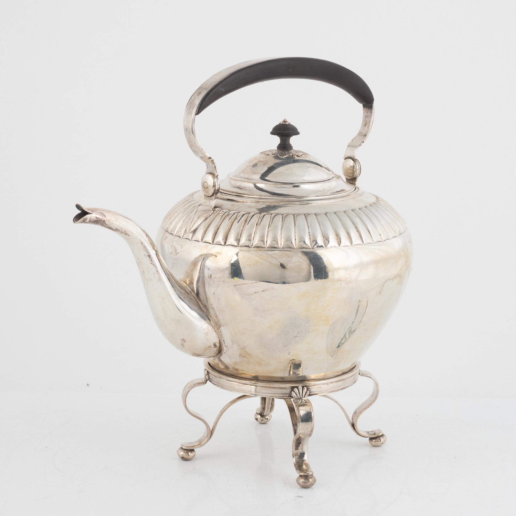 An Empire silver teapot on stand, mark of Johan Fredrik Björnstedt, Stockholm 1823.