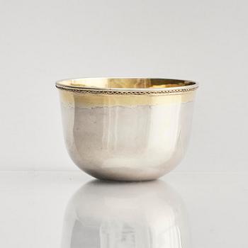A Swedish 18th century parcel-gilt silver tumbler, mark of Petter Lund (active 1694-1736) Nyköping.