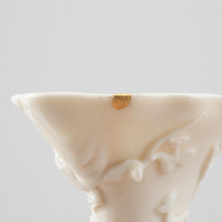 A blanc de chine rhinoceros libation cup, Qing dynasty, Kangxi (1662-1722).