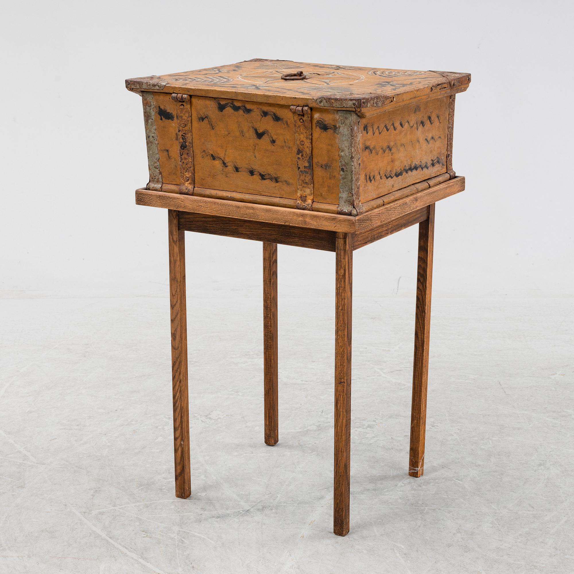 Skrin, nattkista, allmoge, 1800-tal.