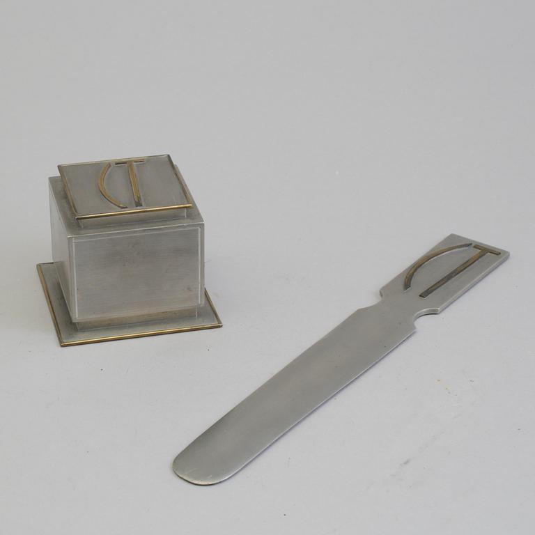a pewter knife and an inkwell, Firma Svenskt Tenn 1934.