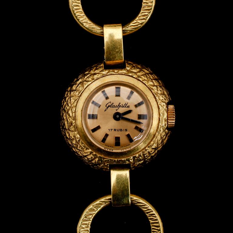 ARMBANDSUR, förgyllt stål, Glashütte, 1900-talets mitt.