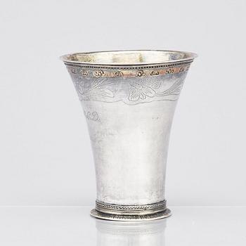 A Swedish 18th century parcel-gilt beaker, Carl Berg, Norrköping 1771, Sweden.